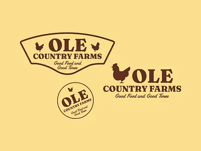 Ole Country Farms Logos chicken farm logo rustic yellow