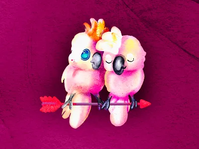 Parrots in Love hand drawn parrots valentines day watercolor