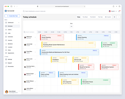 ServiceCall Schedule: Easy Task Management for Teams crm crm design dashboard dashboard design design landing page mvp mvp design product design saas design saas ui service app service managment service software trending design ui ui design website design