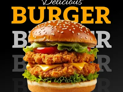 Social Media Poster Design For Burger Restaurant banner branding design flyer design graphic design poster social media design ui