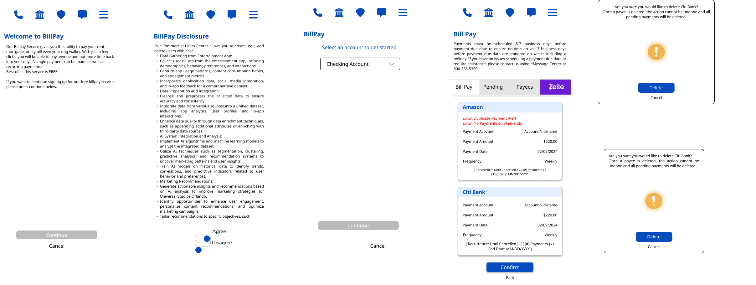 Mobile Banking - BillPay Roadmap banking billpay local bank app ui ux