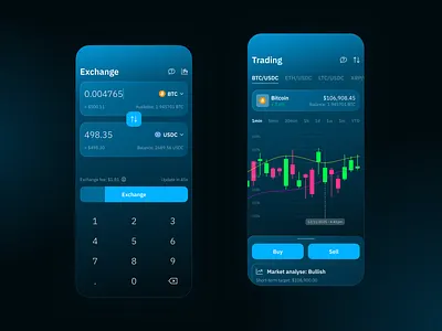 Exchange/Trading Crypto mobile app app bank banking bitcoin charts crypto currency design exchange finance graphic design mobile trading ui ux
