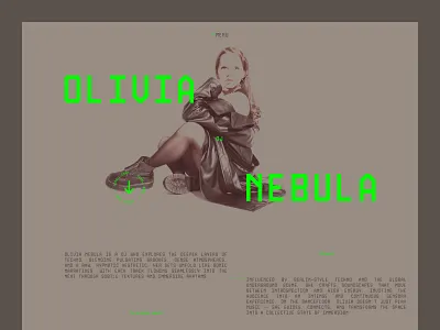 Hero Section - DJ OLIVIA NEBULA art directed dj editorial design graphic design hero section music olivia nebula ui user interface web design