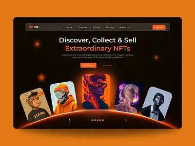 Mintora — Futuristic NFT Marketplace Hero Section UI branding graphic design logo mintora ui