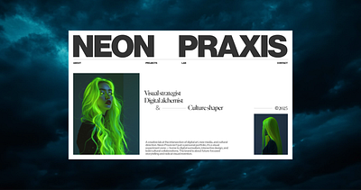 Neon Praxis: Visual Lab Web Concept art direction branding creative direction creative studio designer portfolio digital art editorial design hero section landing page minimal modern design portfolio trend typography ui ux visual identity web design
