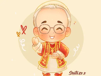 Papa León XIV Fanart Art Kawaii by sailizv.v adorable adorable lovely artwork concept creative cute art design digitalart illustration