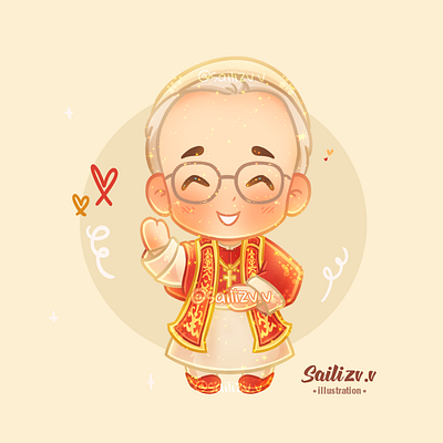Papa León XIV Fanart Art Kawaii by sailizv.v adorable adorable lovely artwork concept creative cute art design digitalart illustration