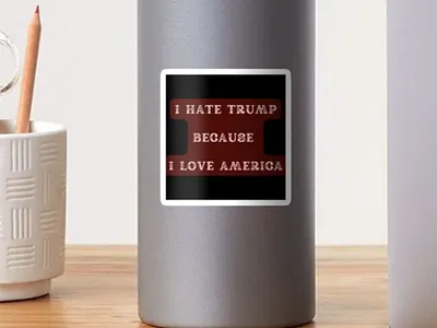 HateTrump_LoveAmerica_Sticker design graphic artistry illustration political humor print on demand typography