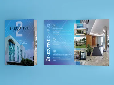 2 Executive Campus - Commercial Real Estate Bi-Fold Brochure bi fold brochure branding brochure commercial real estate design graphic design layout marketing print real estate
