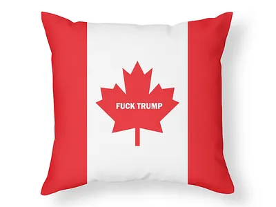 CanadianFlag_FuckTrump_Pillow design graphic artistry illustration print on demand typography