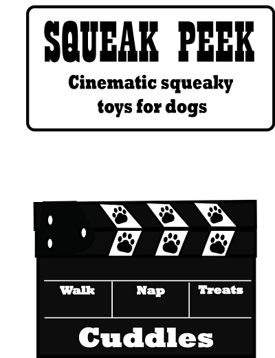 Squeak Peek Clapboard branding design graphic artistry humor illustration logo product design typography