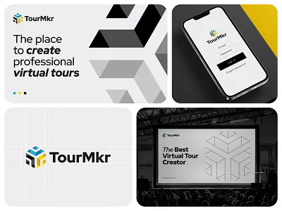 TourMkr Logo Design architecture brand branding colorful cube design geometric hexagon identity logo logomark software technology virtual tour