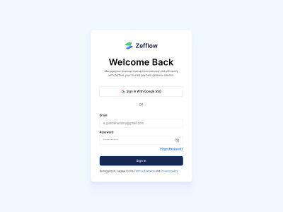 Sign In Page - Zefflow branding dashboard design designsystem graphic design illustration login onboarding saas sign in sign up signin signup ui uidesign uiux webdesign