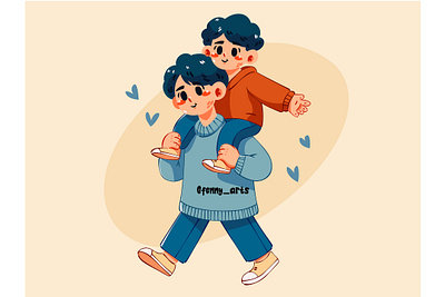 Joyful Ride of Father and Son background care cartoon celebration cheering childhood dad family father happy kids love man papa parenting parents relationship son support togetherness
