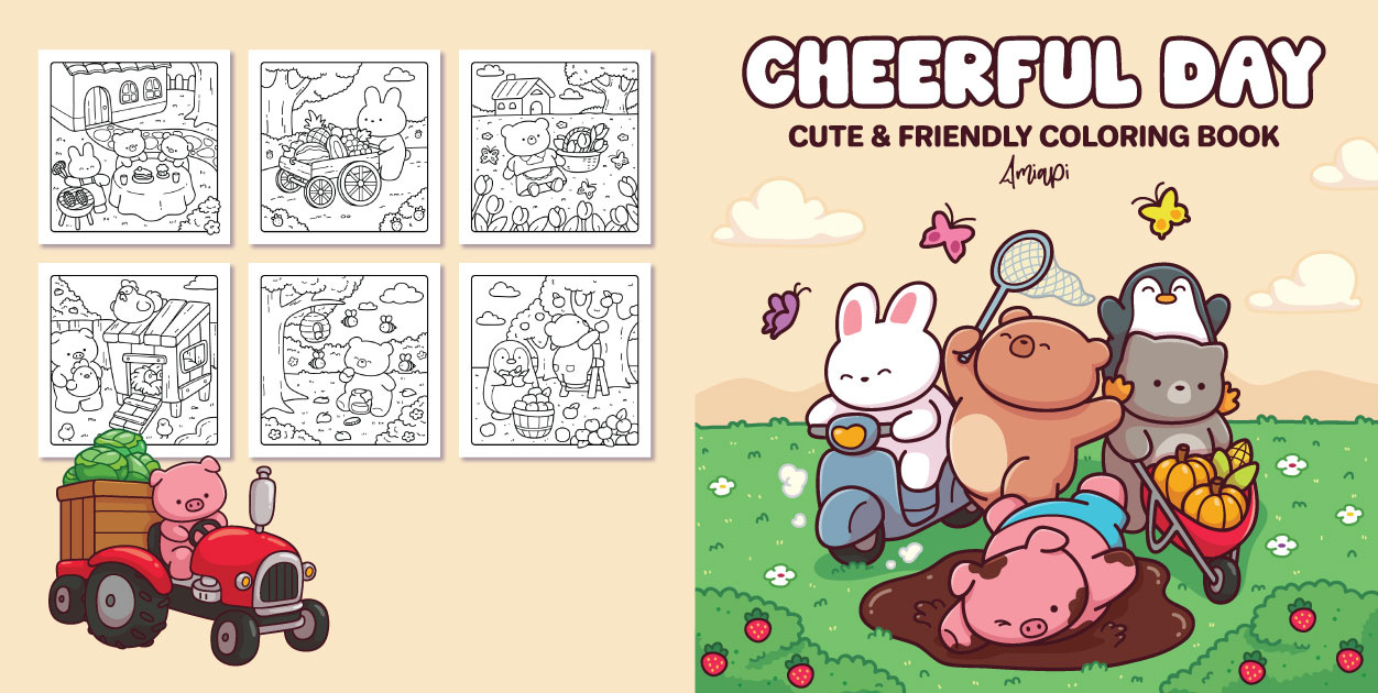 Cute Animal Coloring Book Cover animals