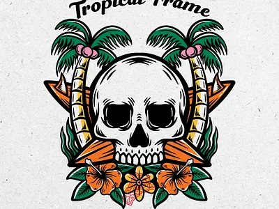 Tropical Frame apparel beach branding design illustration logo palm retro summer surf surfer surfing tshirt vector vintage