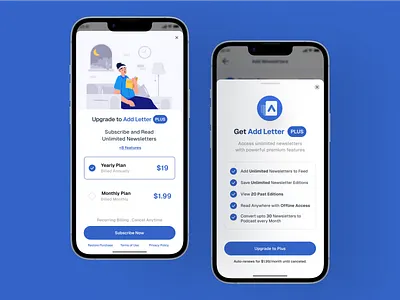 Paywall UI Design for Newsletter App app design app ui material design mobile app paywall paywall app design paywall design pricing ui