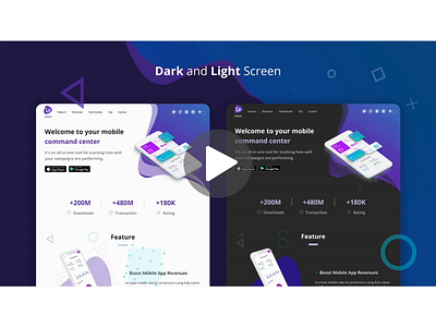 Dark and Light UI with Material Designs 3d animation apps clean crm dark mode illustration ios landing page marketing minimal mobile motion graphics parallax saas showcase single page ui ux widgets