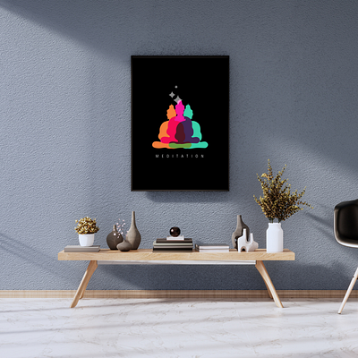 The Tri Buddha - art of meditation adobe art buddha creative illustration illustrator meditation tri buddha wall art