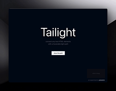 Tailight: hoverable light paths desirepath hover javascript js light lighting path perspective spotlight svg tailight typescript ui