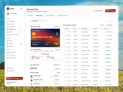 Finance Transaction Webapp b2b b2c bank credit card dashboard design finance finance management fintech dashboard minimal dashboard minimal design monitor payment product design saas transaction transaction dashboard ui wealth management