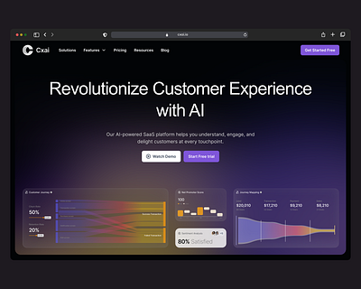 AI-Powered CX SaaS – Smart, Scalable Landing Page UI ai branding cx dashboard data gradient grid illustration landingpage minimalist modern ui ux web