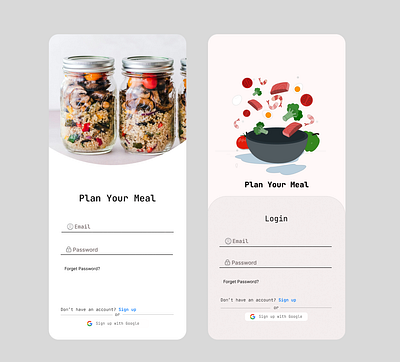 Plan Your Meal – Login Screen Exploration design graphic design illustration logo mealprep mealpreparation minimalisticdesign sign in page ui uiux vector