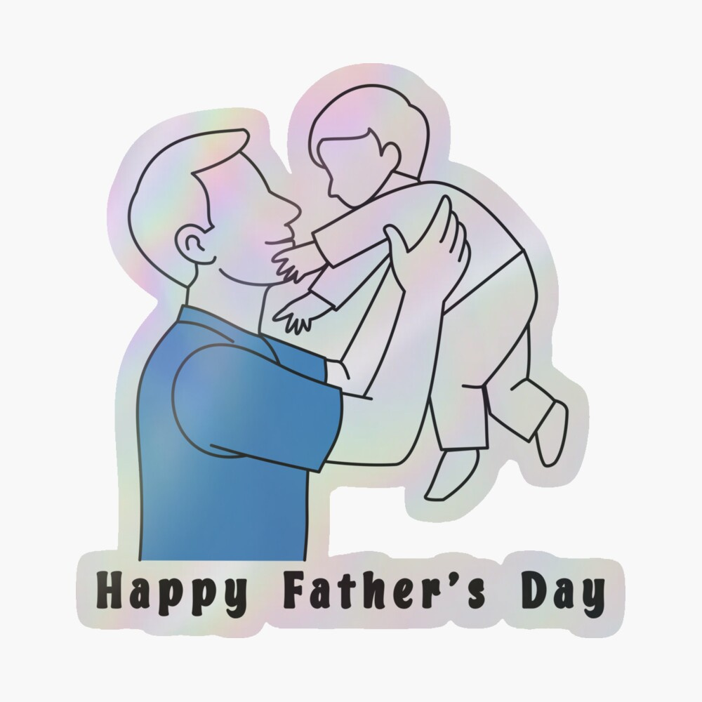 Happy Father’s Day – Minimal Dad and Son Art with Blue best dad blue cute daddy digital art drawing father fathers day gifts gifts for dad happy fathers day hugging illustration line art love minimalist papa simple special trending typography