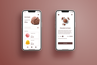 Ice Cream Store app chocolate cream ice mobile store ui