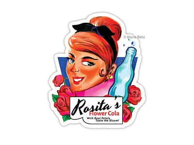 Rosita's Flower Cola - Illustration branding classic freehand drawing graphic design illustration logo old design pin up style retro vintage