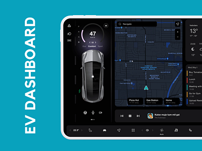 EV CAR DASHBOARD animation branding car dashboard design electric ev car graphic design illustration motion graphics tablet ui uiux