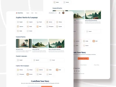 Explore Language page: A multilingual cultural story website branding clean design explore homepage landing page language typography uiux webdesign website website design