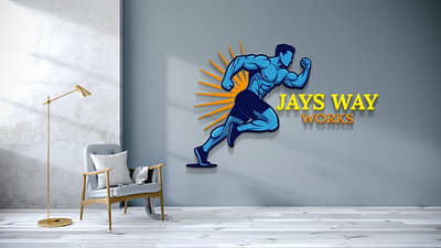 logo name "Jays Way Works" fitness guy gym logo logo design