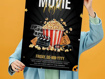 Movie Night Poster banners branding design illustration movie night poster movie poster new posters photoshop vector