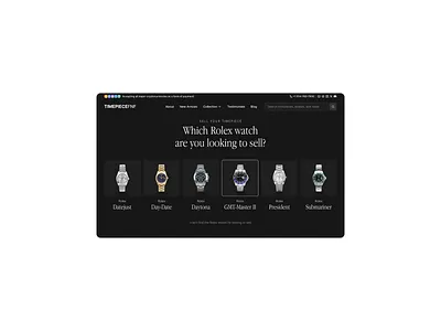 Sell your timepiece. dark mode interface luxury selector timepiece ui ux watch website