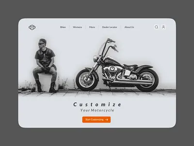 Motorcycle Customization UI Design designinspiration harleydavidson herosection interfacedesign landingpage minimaldesign motorcycledesign uidesign uiux uxdesign webdesign