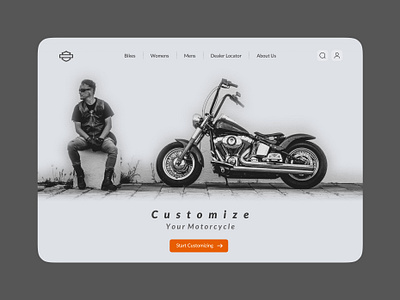 Motorcycle Customization UI Design designinspiration harleydavidson herosection interfacedesign landingpage minimaldesign motorcycledesign uidesign uiux uxdesign webdesign