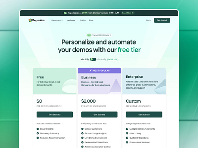 Pepsales Pricing page Design flowtrix herodesign pepsales pricingpage productdemo saas saasdesign startuplandingpage storylane uidesign