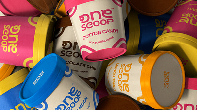 One Scoop Branding & Packaging | Ice Cream | Brand Identity adobe adobe photoshop brand design brand identity branding design graphic design ice cream ice cream brand identity design logo design one scoop branding design packaging design