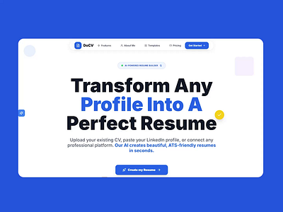 🚀 DoCV, AI Resume Builder SaaS ai resume builder ai saas colorful dashboard landing page product design resume builder saas software design ui ui design user experience ux ux design web design