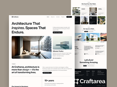 Craftarea Studio — Clean & Modern Architecture Website architect architecture website case study figma figma design landing page landing page ui design ui ui design uiux website website template wesite ui design