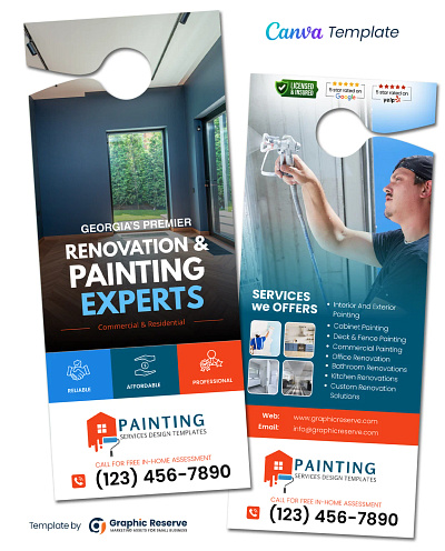 Painting Door Hanger Canva Template Design canva door hanger door hanger door hanger design door hanger template painting painting door hanger painting door hanger template
