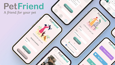 The PetFriend Pet Care App app branding design dog walking app logo product design ui ux ux design