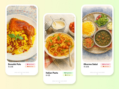 Meet your Food! ai dating deisgn food mobile swipe tinder ui uiux user experience user interface ux