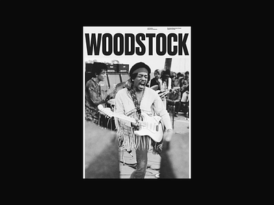 Hendrix • Woodstock Print Collateral 1960s black and white book cover guitar hendrix jimi hendrix layout magazine minimal minimalism minimalist music musician photography rock and roll typography vintage woodstock