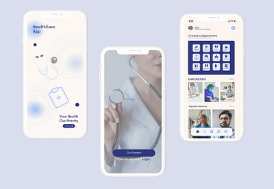 HealthEase Mobile App booking app creative graphic design healthcare mobile app ui ux