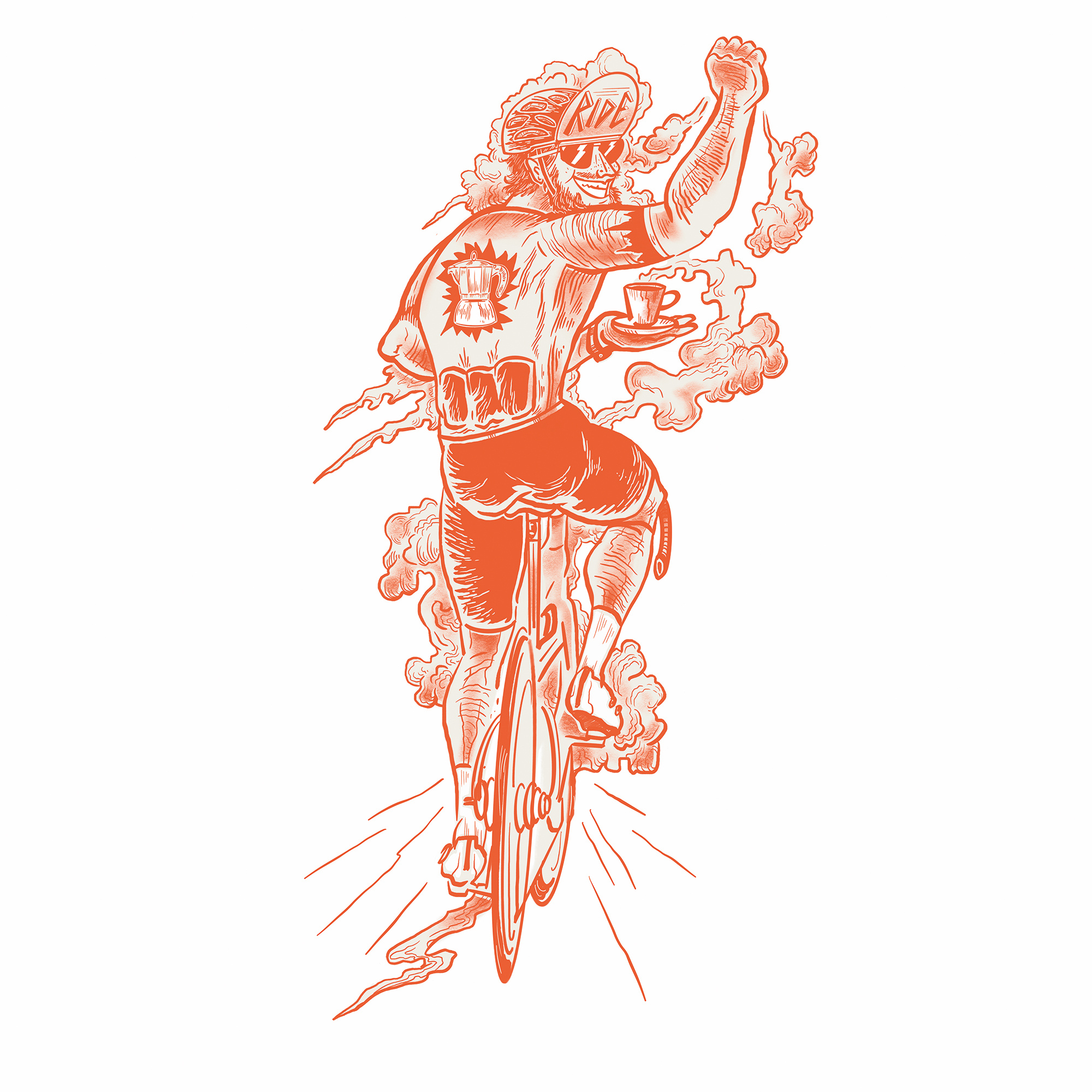 Coffee cyclist coffeeride cyclist digital illustration illustration