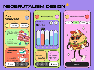 Neobrutalism design mobile app brutalism graphic design illustration minimalism neobrutalism ui брутализм