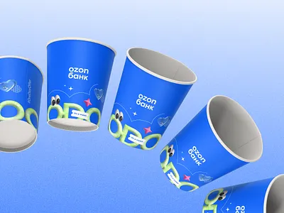 Design concept cups for Ozon bank 3d adobe blender branding graphic design identity illustration illustrator kv