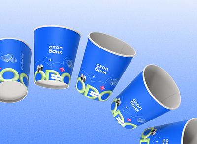 Design concept cups for Ozon bank 3d adobe blender branding graphic design identity illustration illustrator kv